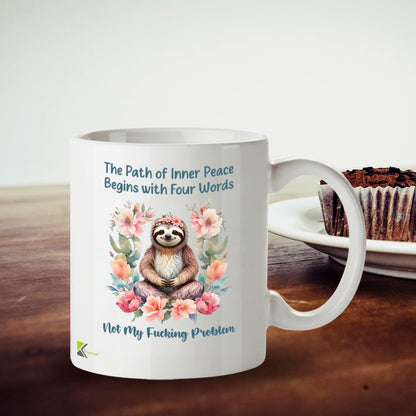 Kruzroyal Funny Sloth Mug | Inner Peace Sarcastic Quote | Novelty Gift for Women Men Coworker Friend | Office Humour Secret Santa 11oz