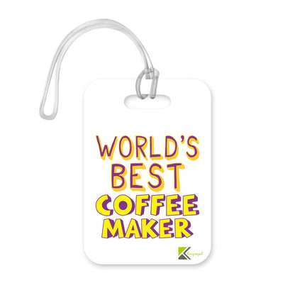 LT429 World's Best Coffee Maker Novelty Funny Unique Designer Gift, Suitcase, Glossy Plastic Luggage Tag for Coffee Maker