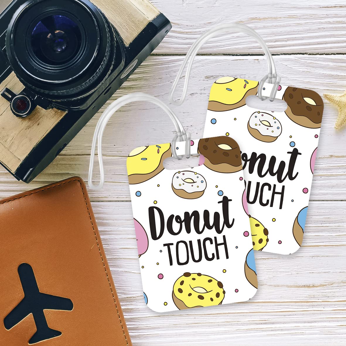 LT072 Donut Touch Novelty Funny Unique Designer Gift Glossy Plastic Suitcase Luggage Tag