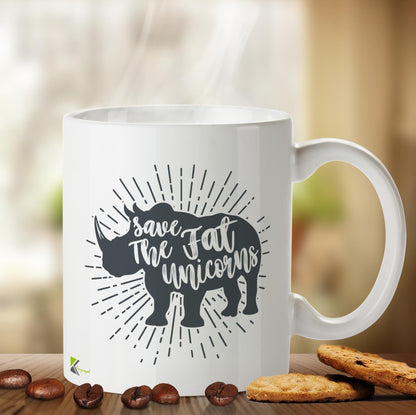 Kruzroyal DZ401 Save The Fat Unicorns Funny Novelty Great Gift Idea Coffee Tea Mug