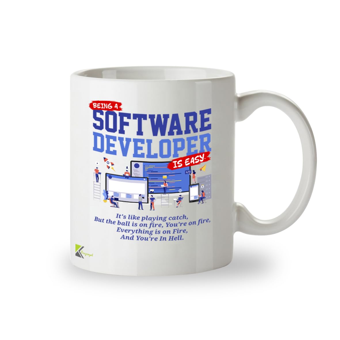 Kruzroyal DZ948 Funny Software Developer Coffee Tea Mug | 11oz White Ceramic Programmer Gift | Being a Software Developer is Easy Sarcastic IT Humor Mug