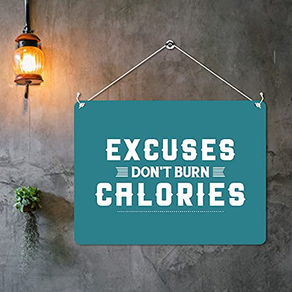 Kruzroyal MP469 Excuses Don't Burn Calories Funny Novelty Retro Vintage Metal Wall Sign Plaque 20cm x 15cm