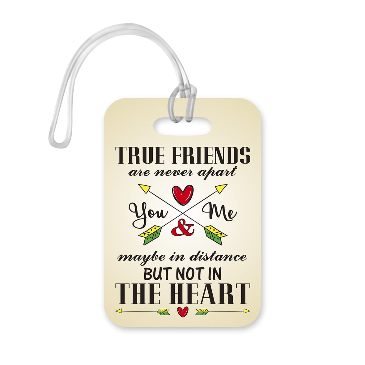 LT191 True Friends are Never Apart May Be in Distance But Not in The Heart Novelty Funny Unique Designer Gift Glossy Plastic Suitcase Luggage Tag
