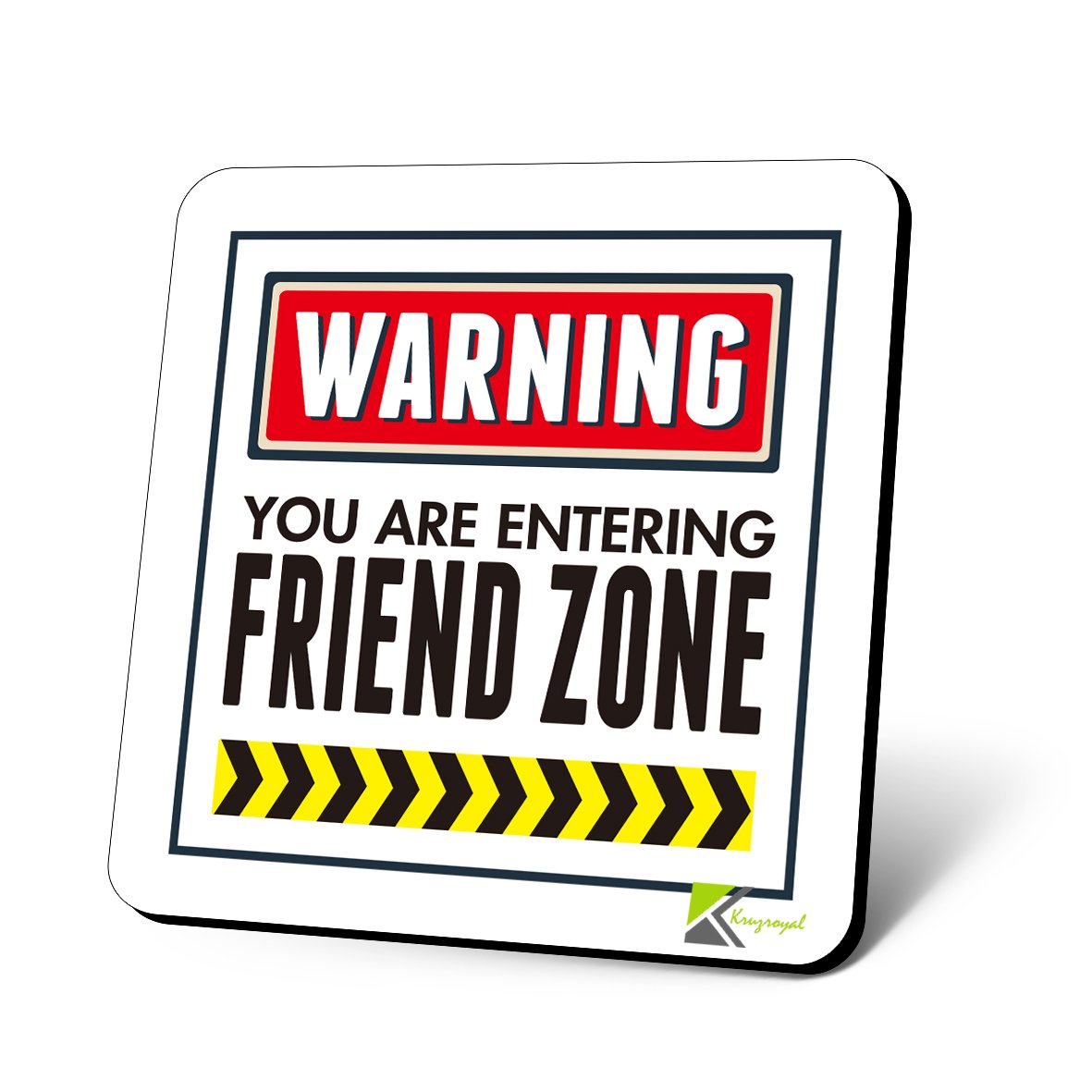 CS857 Warning You are Entering Friend Zone Novelty Funny Coffee Tea Drink Gift Glossy MDF Wooden Coaster