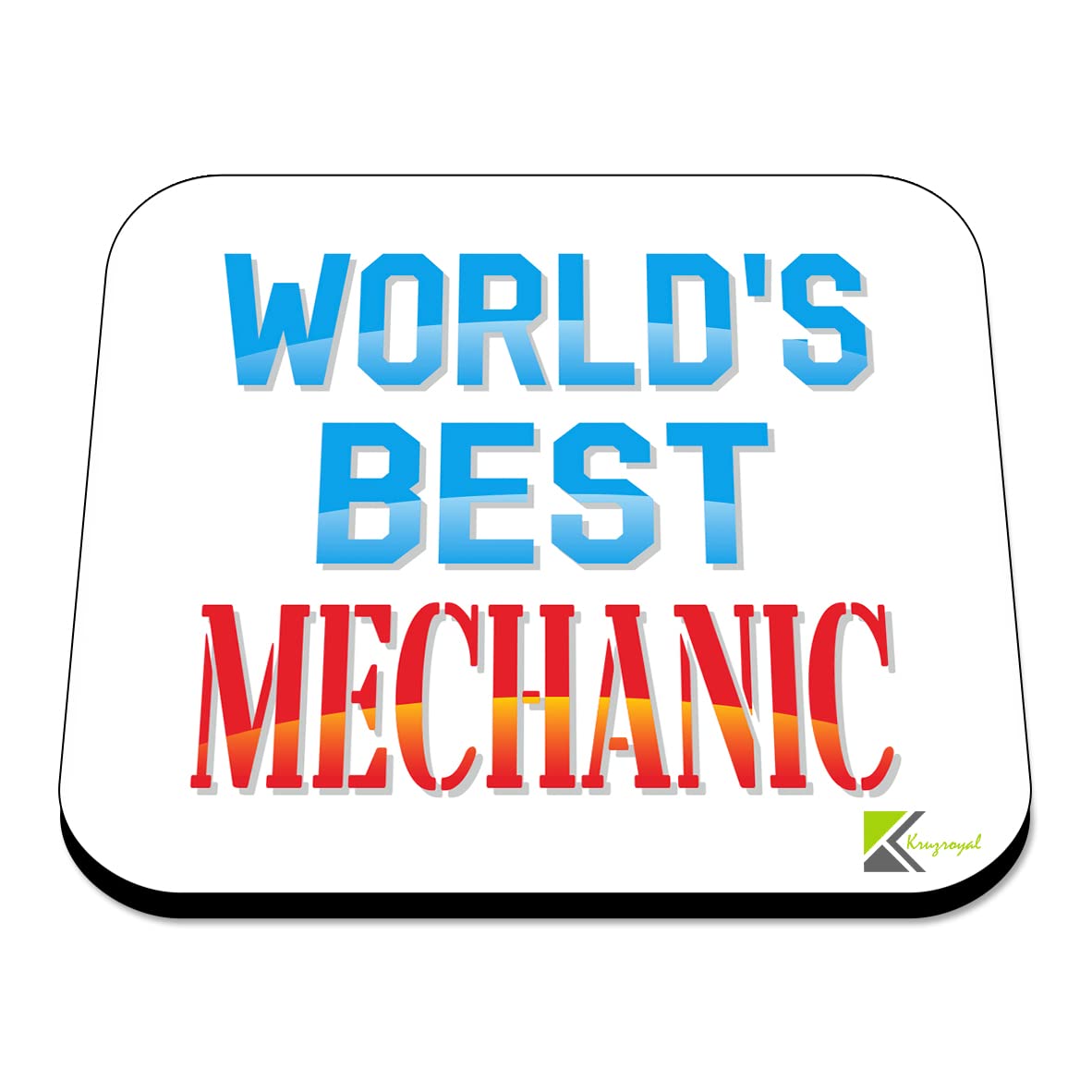WB084 World's Best Mechanic MDF Wooden Coaster by Kruzroyal | Gift for Mechanic | Unique Novelty Present | 9cm x 9cm | Coffee Tea MDF Wooden Coaster