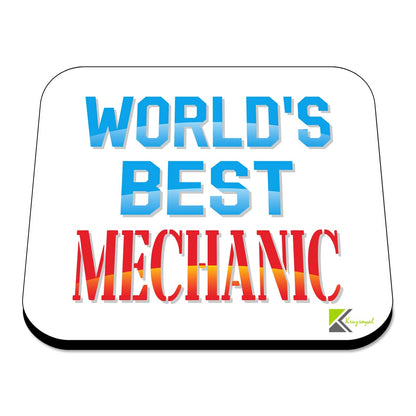 WB084 World's Best Mechanic MDF Wooden Coaster by Kruzroyal | Gift for Mechanic | Unique Novelty Present | 9cm x 9cm | Coffee Tea MDF Wooden Coaster
