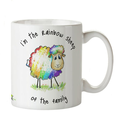 Kruzroyal Cute Rainbow Sheep Mug, I'm The Rainbow Sheep of The Family Design, Funny LGBTQ Pride Gift for Friends, Gay Son or Daughter, White Ceramic Coffee Tea Cup, 11 oz DZ130