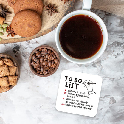 CS542 To Do List Novelty Funny Coffee Tea Drink Gift Glossy MDF Wooden Coaster | Procrastination | Gifts for Men, Women, Friend, Colleague