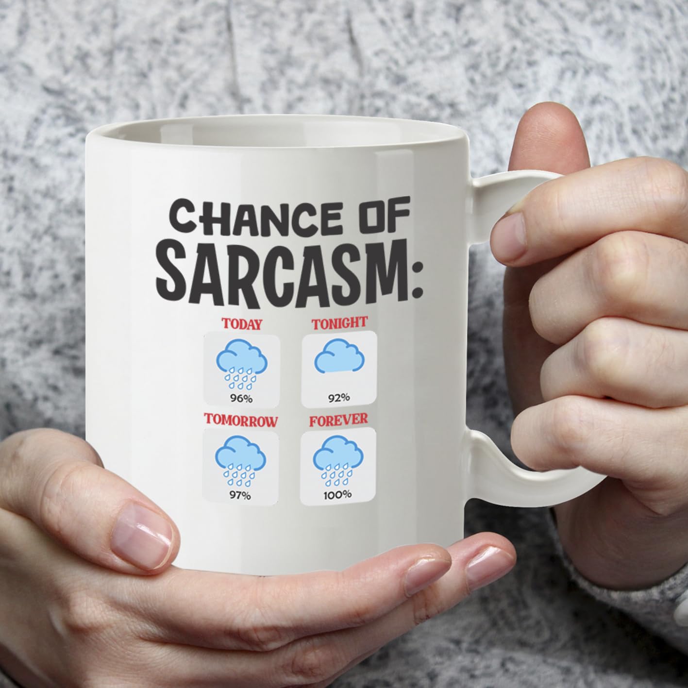 Kruzroyal Chance of Sarcasm Funny Coffee Mug - Sarcastic Weather Forecast Novelty Cup Great Gag Gift for Men Women Coworkers