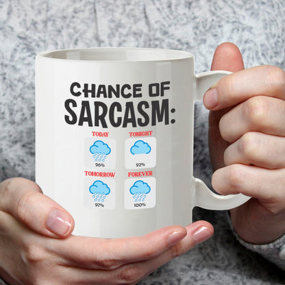 Kruzroyal Chance of Sarcasm Funny Coffee Mug - Sarcastic Weather Forecast Novelty Cup Great Gag Gift for Men Women Coworkers