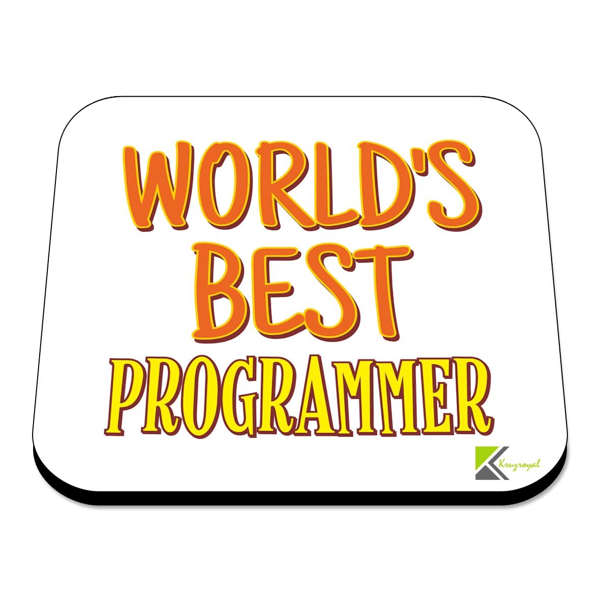 WB087 World's Best Programmer MDF Wooden Coaster by Kruzroyal | Gift for Programmer | Unique Novelty Present | 9cm x 9cm | Coffee Tea MDF Wooden Coaster