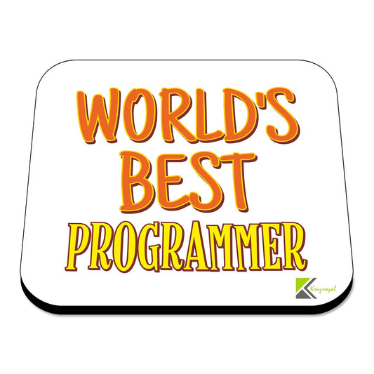 WB087 World's Best Programmer MDF Wooden Coaster by Kruzroyal | Gift for Programmer | Unique Novelty Present | 9cm x 9cm | Coffee Tea MDF Wooden Coaster