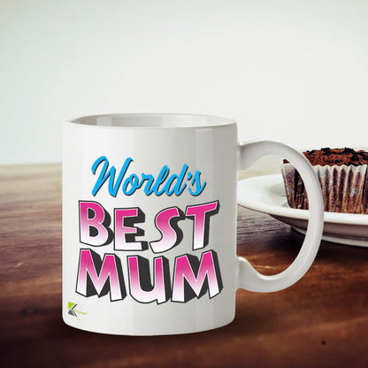 Kruzroyal DZ814 World's Best Mum Mug 11oz - Gifts for Mum from Daughter, Son - Funny Coffee Cup Present for Her Birthday, Mothers Day, Christmas