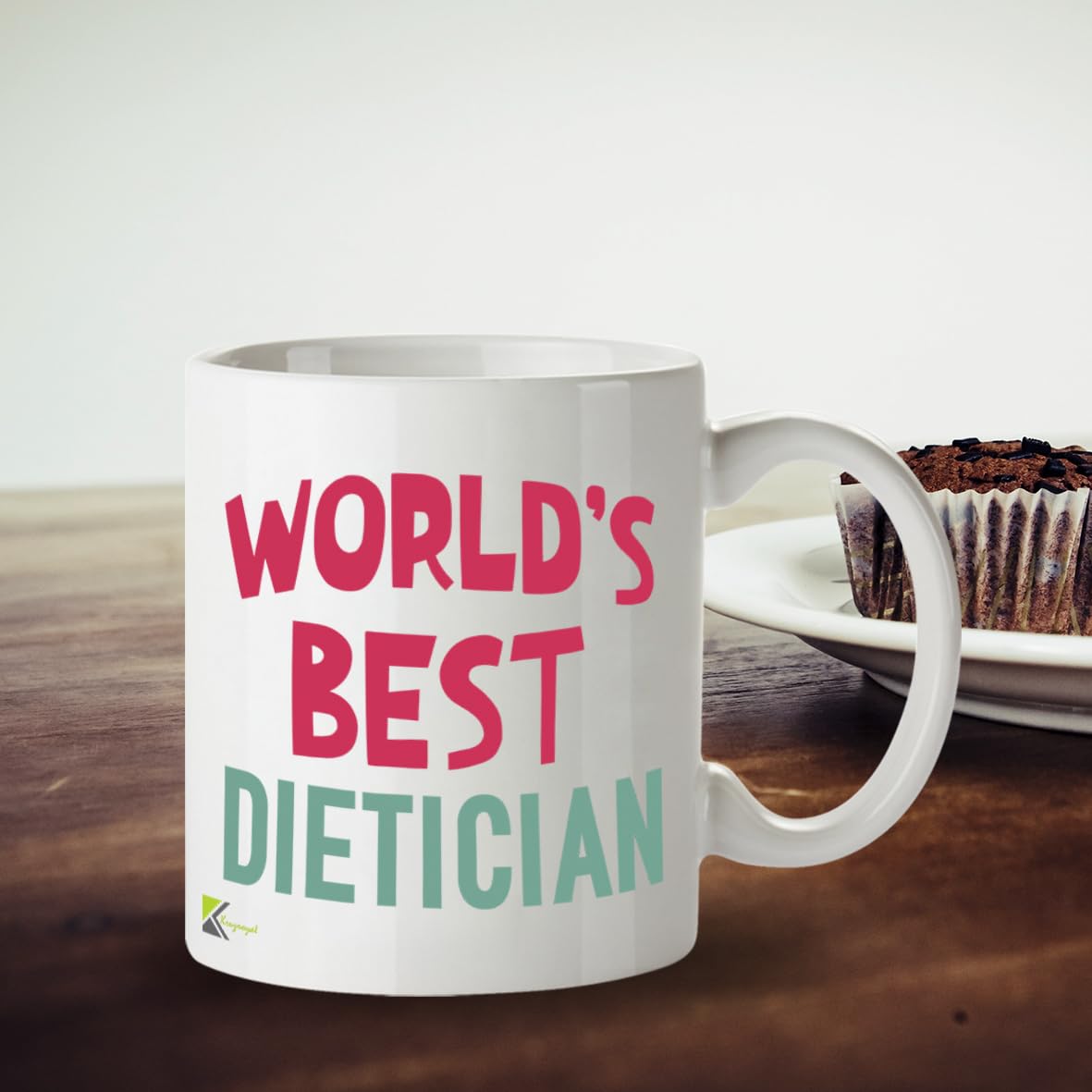 Kruzroyal DZ882 World's Best Dietician Mug 11oz - White Ceramic Cup for Nutritionist, Health Coach - Thank You, Birthday, Leaving Present