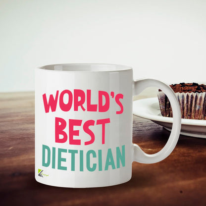 Kruzroyal DZ882 World's Best Dietician Mug 11oz - White Ceramic Cup for Nutritionist, Health Coach - Thank You, Birthday, Leaving Present