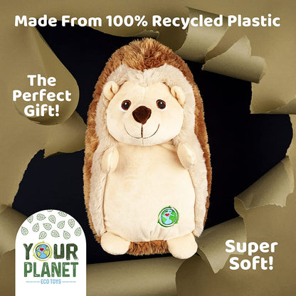 PMS 443230 Planet Eco Plush Hedgehog -Cute Hedgehog Stuffed Animal Plush, White and Brown - 12" - (Pack of 1) - Ideal for Kids' Birthdays, Holidays, and Special Occasions