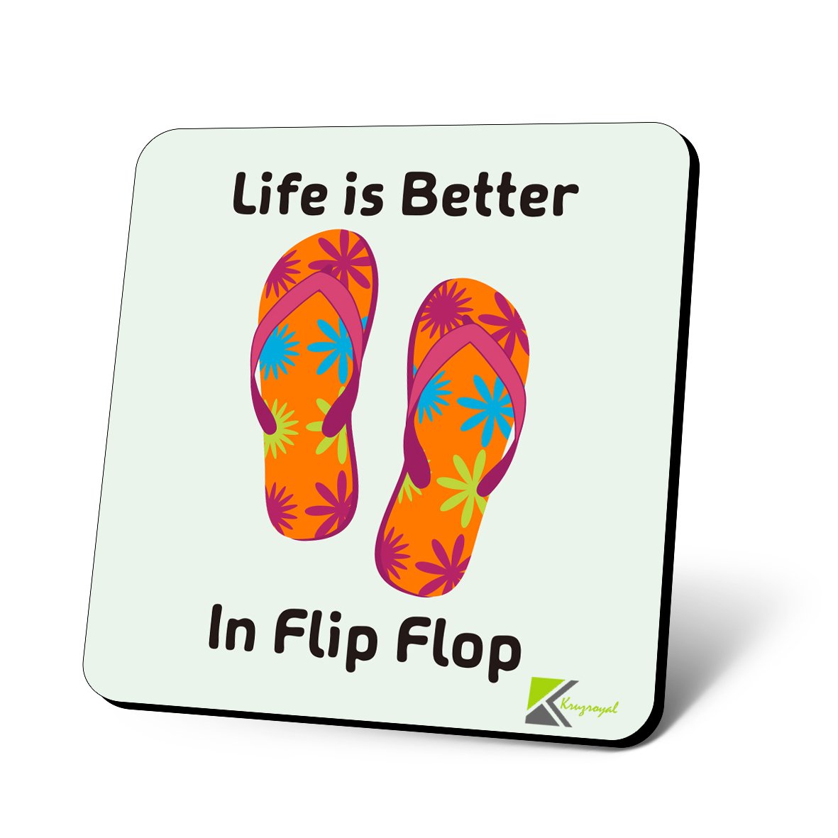 CS641 Life is Better in flip Flop Novelty Funny Coffee Tea Drink Gift Glossy MDF Wooden Coaster