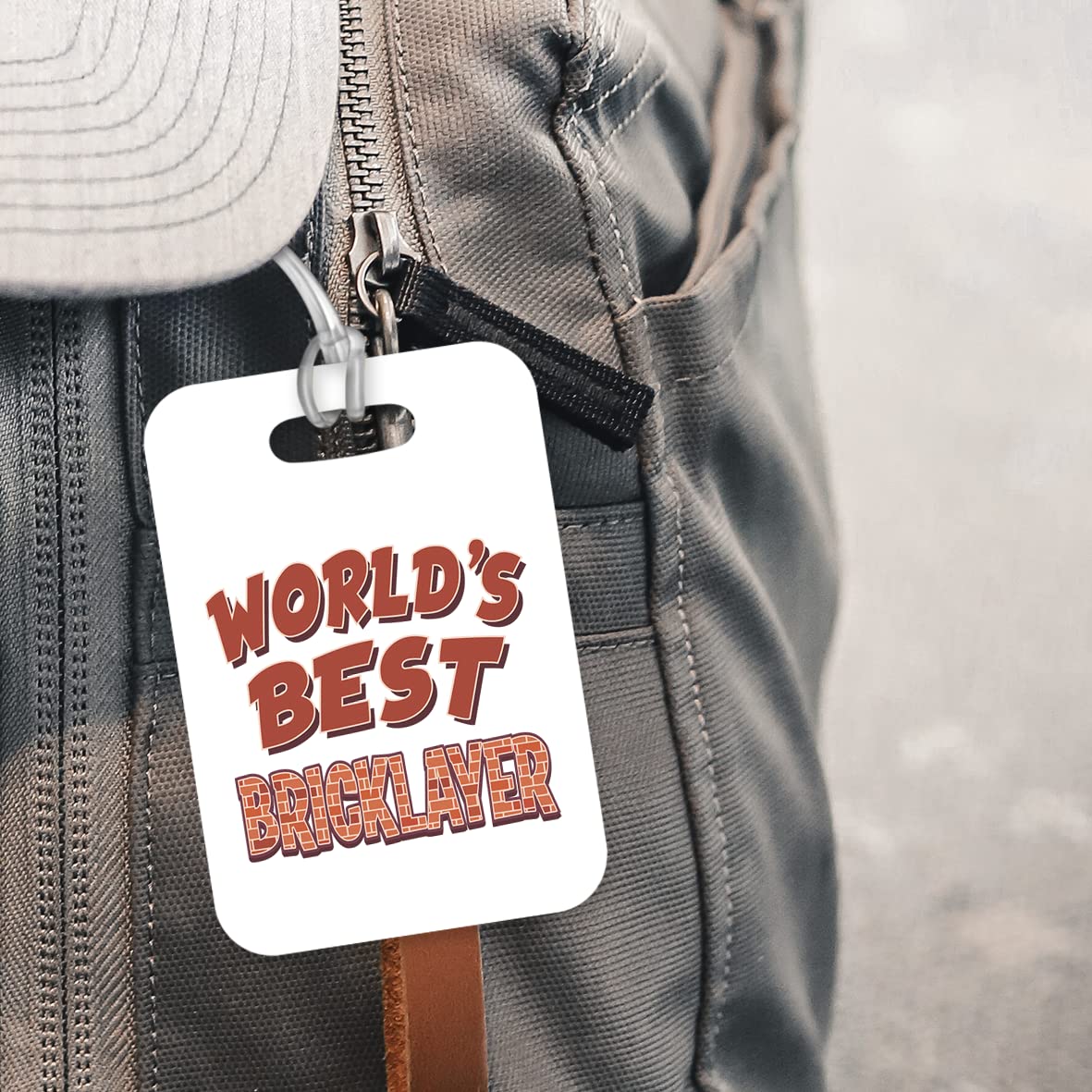 LT443 World's Best Bricklayer Novelty Funny Unique Designer Gift, Suitcase, Glossy Plastic Luggage Tag for Bricklayer