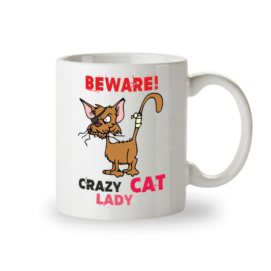 Kruzroyal Crazy Cat Lady Funny Mug, Novelty Great Gift Idea Coffee Tea Cup, Gift for Women, Friend, Colleague