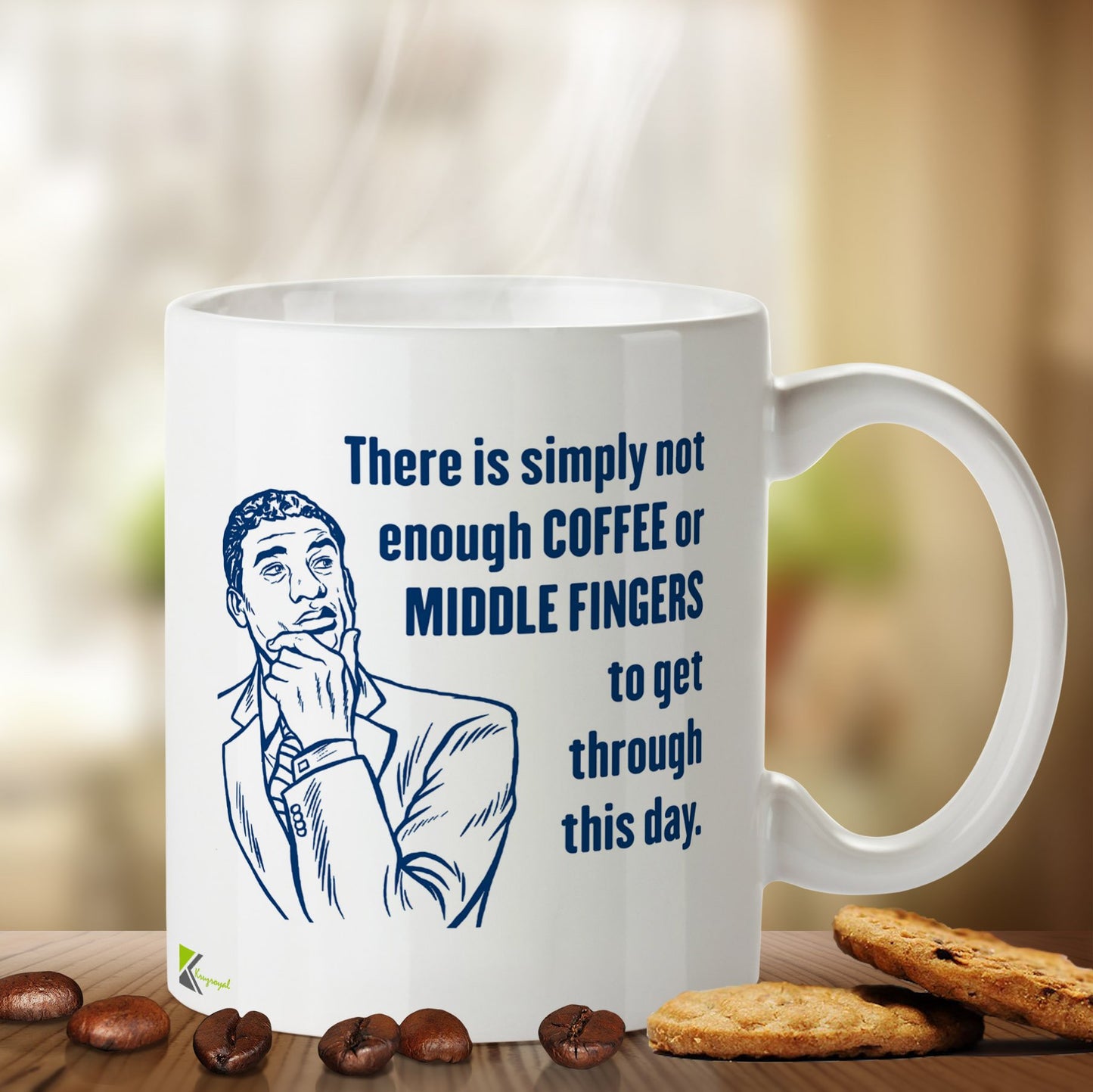 Kruzroyal DZ476 There is Simply not Enough Coffee or Middle Fingers to get Through This Day. Funny Novelty Great Gift Idea Coffee Tea Mug