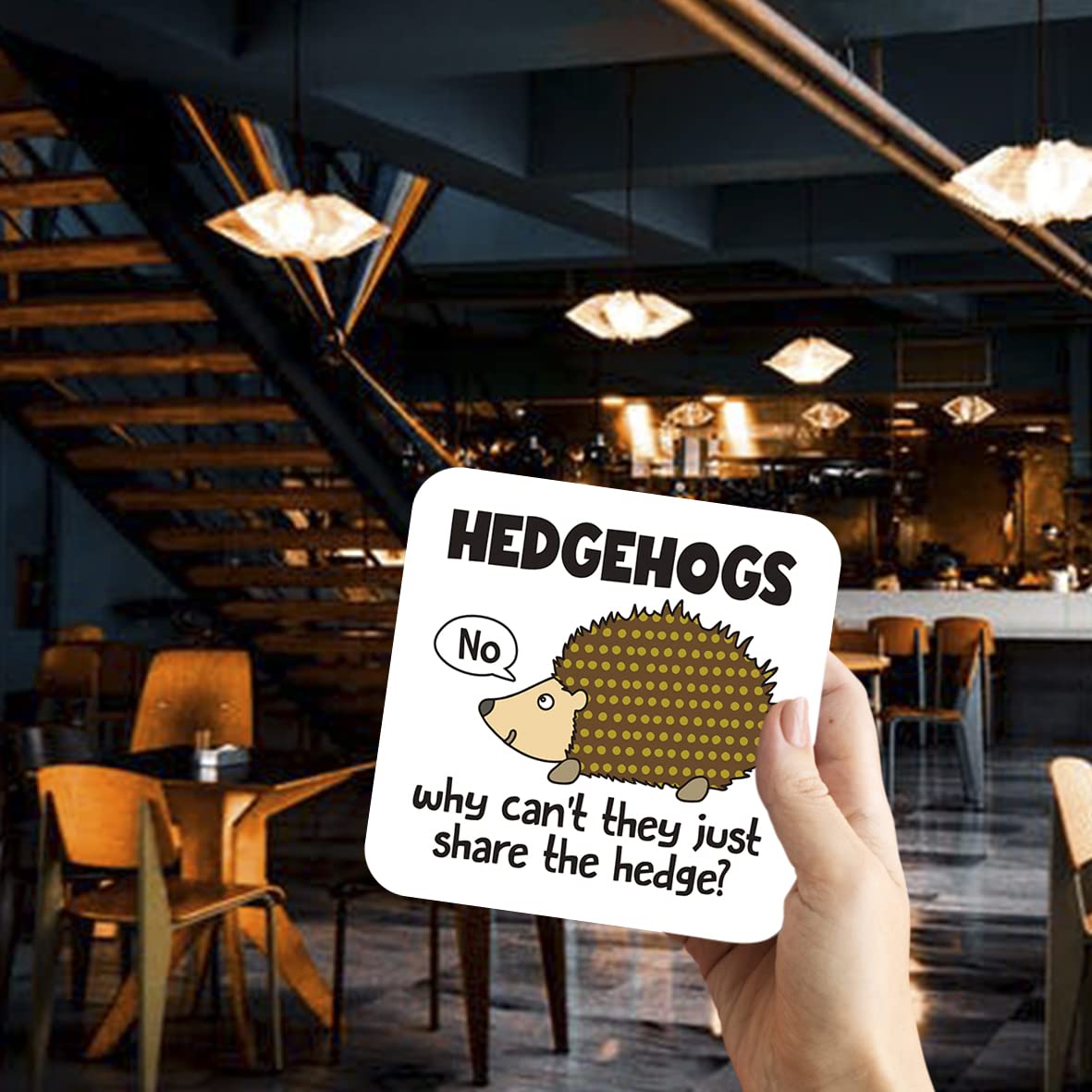 CS411 Hedgehogs why Can't They just Share The Hedge? Novelty Funny Coffee Tea Drink Gift Glossy MDF Wooden Coaster