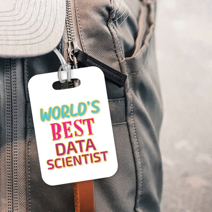 LT491 World's Best Data Scientist Novelty Funny Unique Designer Gift, Suitcase, Glossy Plastic Luggage Tag for Data Scientist