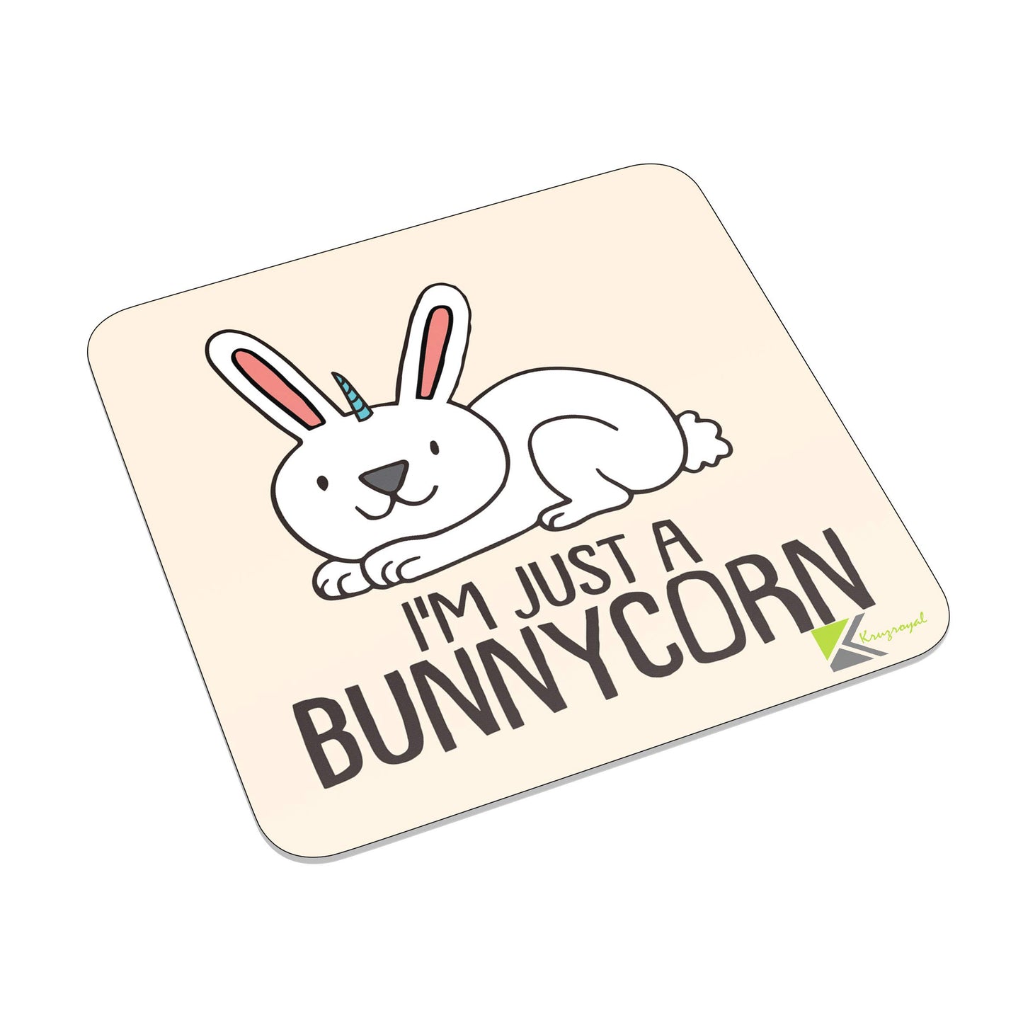 FM095 I'm Just A Bunnycorn Novelty Funny Idea Glossy Metal Square Fridge Magnet
