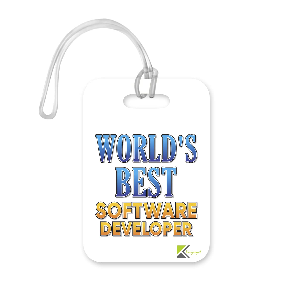 LT463 World's Best Software Developer Novelty Funny Unique Designer Gift, Suitcase, Glossy Plastic Luggage Tag for Software Developer