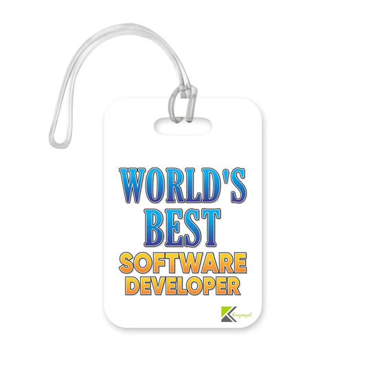 LT463 World's Best Software Developer Novelty Funny Unique Designer Gift, Suitcase, Glossy Plastic Luggage Tag for Software Developer