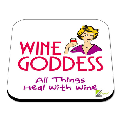 CS588 Wine Goddess All Things heal with Wine Novelty Funny Coffee Tea Drink Gift Glossy MDF Wooden Coaster