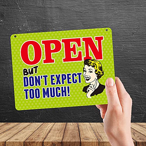 Kruzroyal MP332 OPEN, But don't expect too much. Funny Novelty Retro Vintage Metal Wall Sign Plaque 20cm x 15cm