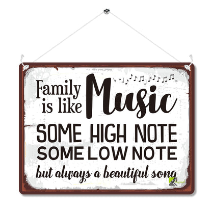 Kruzroyal MP185 Family is like Music, some high note some low note but always a beautiful song Funny Novelty Retro Vintage Metal Wall Sign Plaque 20cm x 15cm