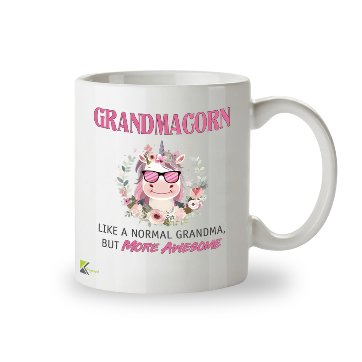 Kruzroyal DZ953 Funny Grandmacorn Coffee Mug | 11oz White Ceramic Unicorn Grandma Gift | Like A Normal Grandma But More Awesome Novelty Present for Grandmothers, Nana, Gigi
