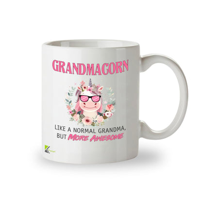 Kruzroyal DZ953 Funny Grandmacorn Coffee Mug | 11oz White Ceramic Unicorn Grandma Gift | Like A Normal Grandma But More Awesome Novelty Present for Grandmothers, Nana, Gigi