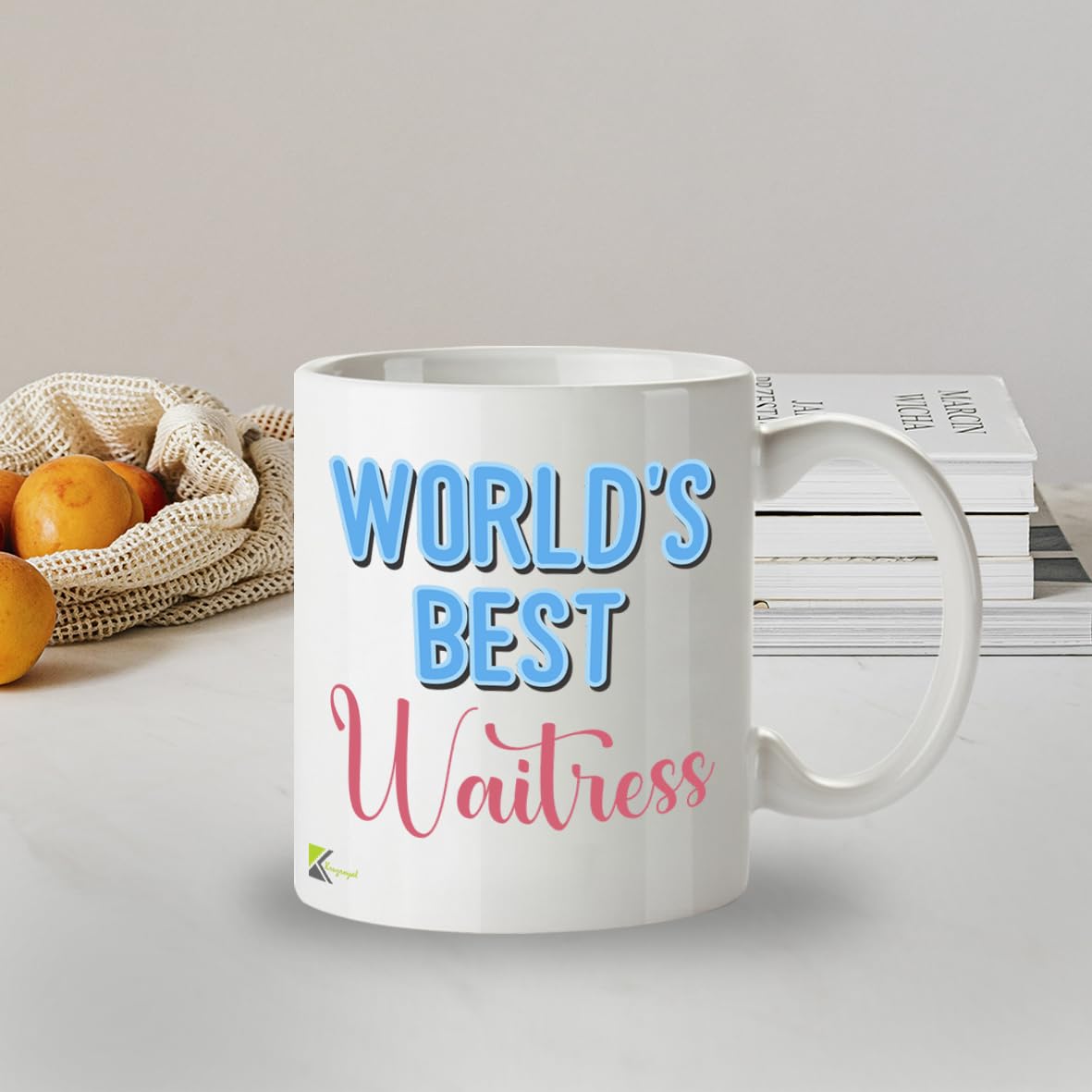 Kruzroyal DZ841 World's Best Waitress Mug 11oz - White Ceramic Coffee & Tea Cup for Server, Waiting Staff - Funny Birthday, Leaving or Thank You Present