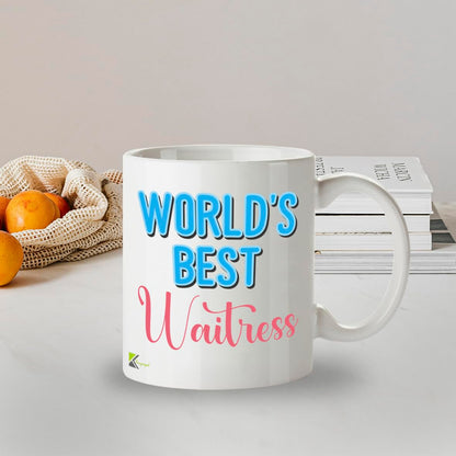 Kruzroyal DZ841 World's Best Waitress Mug 11oz - White Ceramic Coffee & Tea Cup for Server, Waiting Staff - Funny Birthday, Leaving or Thank You Present