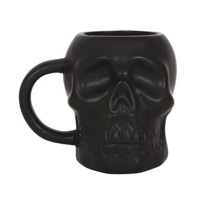 Chic Matte White Skull Mug - 14cm x 16.3cm (1 Pc.) - Features Large Rounded Handle & Skull Shaped, 500ml Capacity - Perfect Halloween Gathering Accessory or Addition to a Skull-Themed Collection