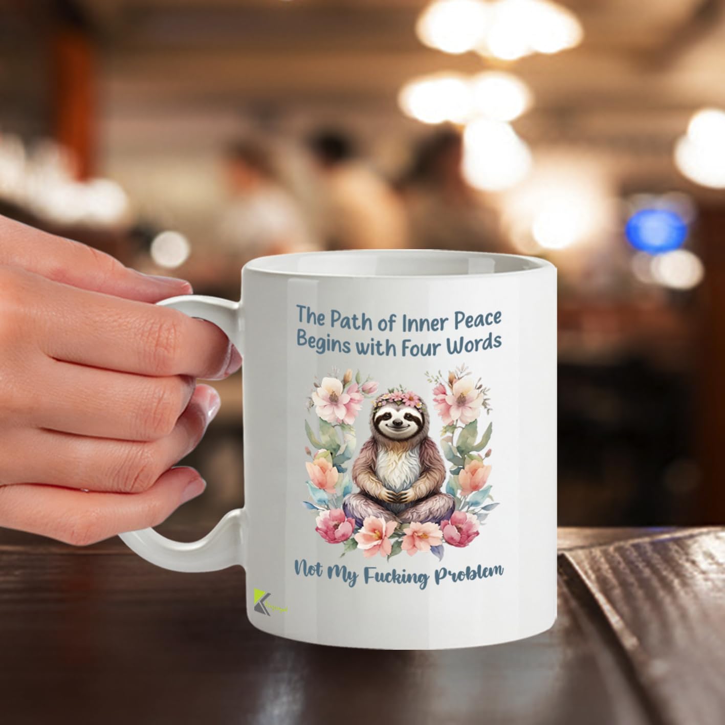 Kruzroyal Funny Sloth Mug | Inner Peace Sarcastic Quote | Novelty Gift for Women Men Coworker Friend | Office Humour Secret Santa 11oz