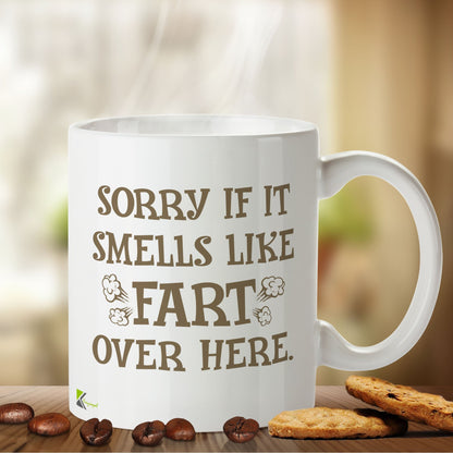 Kruzroyal DZ423 Sorry if it Smells Like Fart Over here Funny Novelty Great Gift Idea Coffee Tea Mug