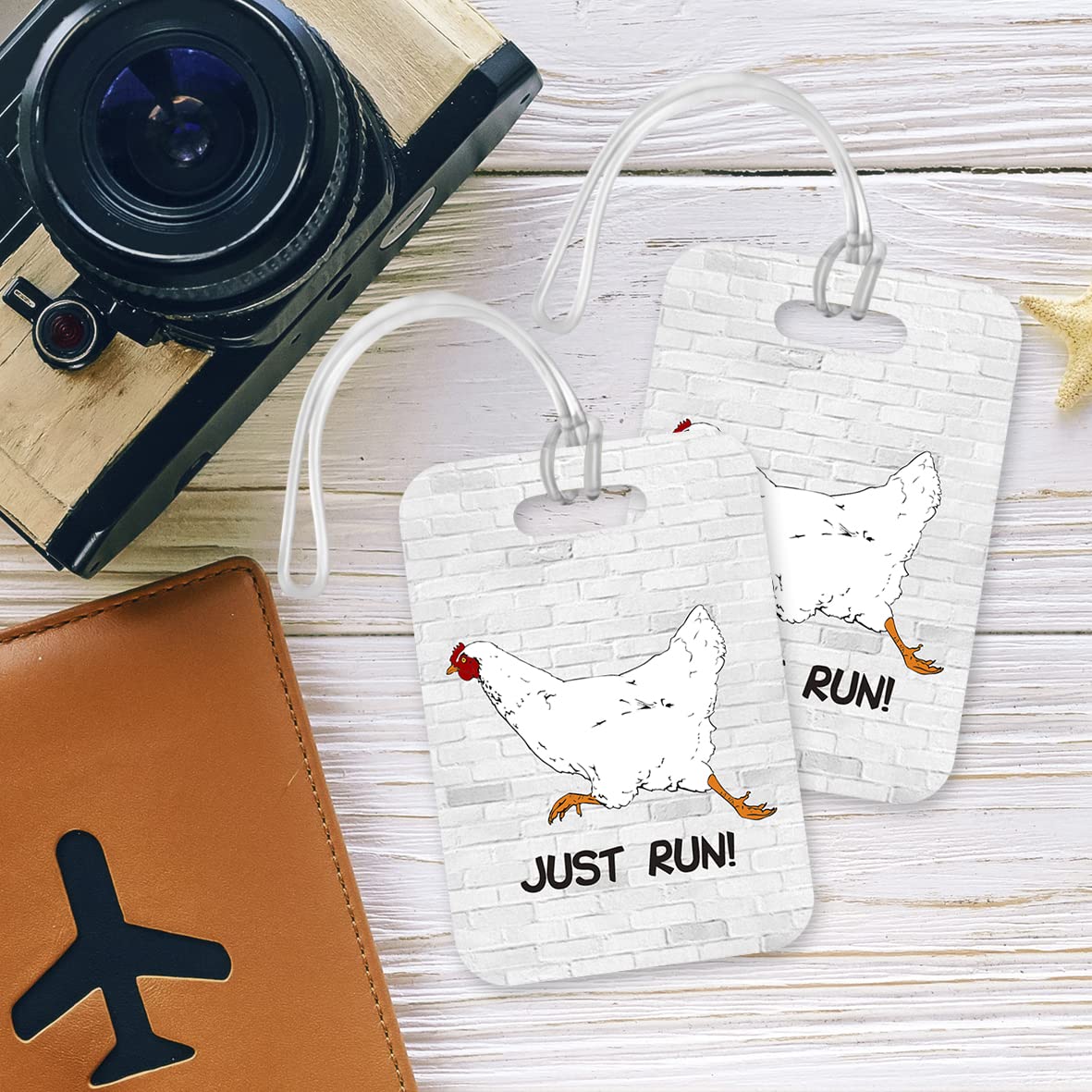 LT289 JUST Run! Novelty Funny Unique Designer Gift Glossy Plastic Suitcase Luggage Tag