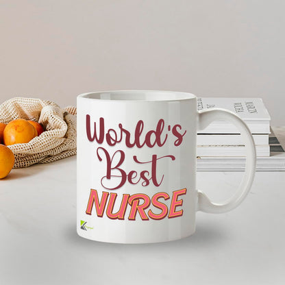 Kruzroyal DZ849 World's Best Nurse Mug 11oz - White Ceramic Cup for NHS Staff, Student, Midwife - Ideal Thank You, Graduation or Retirement Present