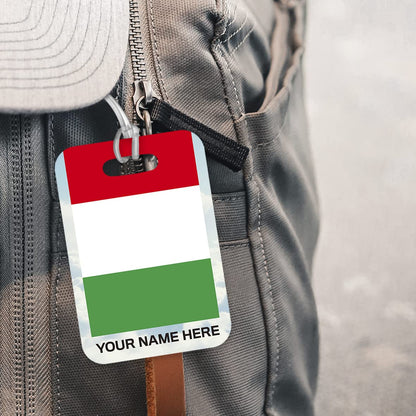 PLT271 Personalised Name with Italy Flag Novelty Funny Unique Designer Gift Glossy Plastic Suitcase Luggage Tag