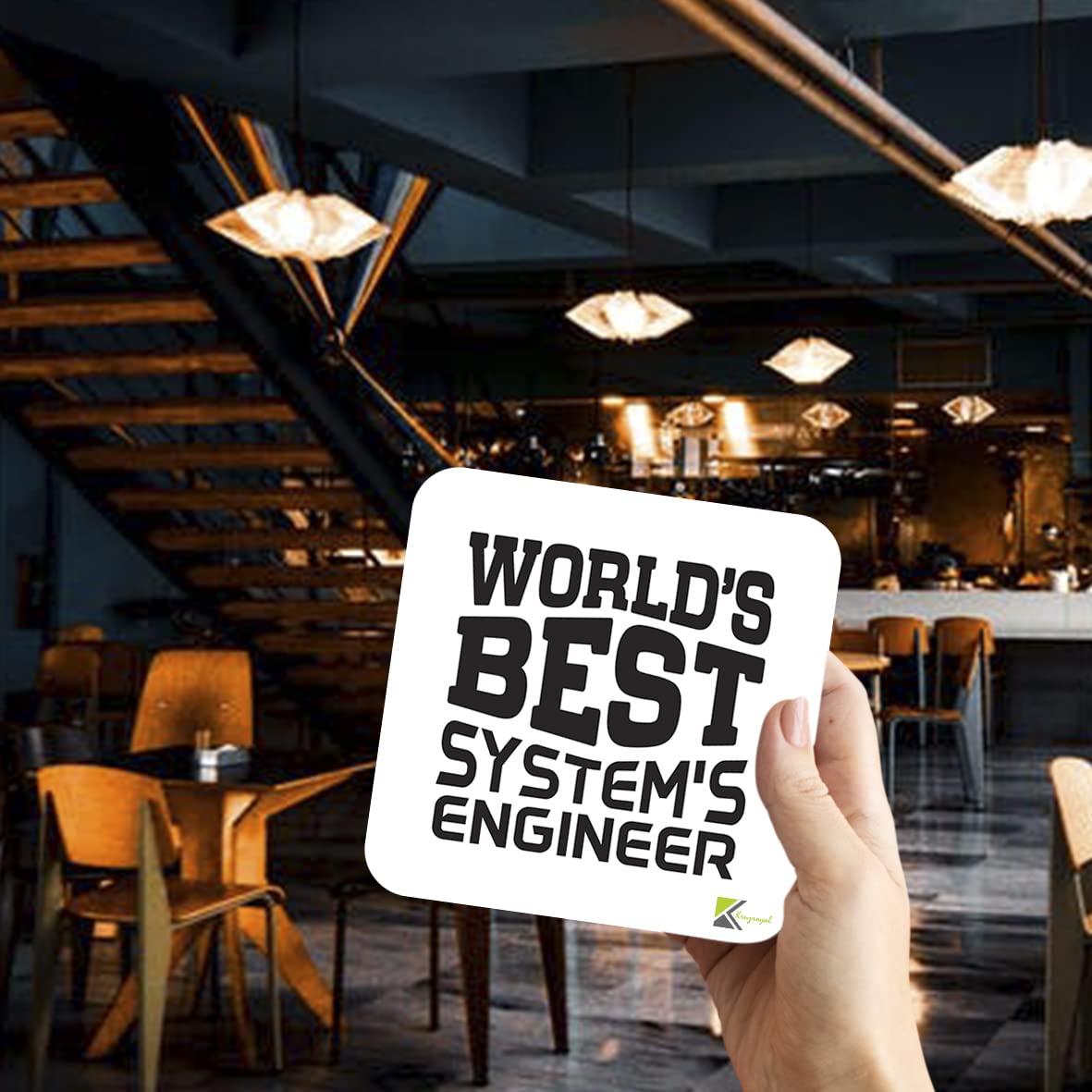 WB006 World's Best System's Engineer MDF Wooden Coaster by Kruzroyal | Gift for System's Engineer | Unique Novelty Present | 9cm x 9cm | Coffee Tea MDF Wooden Coaster
