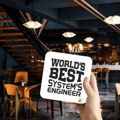 WB006 World's Best System's Engineer MDF Wooden Coaster by Kruzroyal | Gift for System's Engineer | Unique Novelty Present | 9cm x 9cm | Coffee Tea MDF Wooden Coaster
