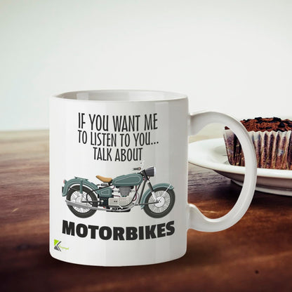 Kruzroyal Motorbike Gift for Men Mug, Talk About Motorbikes, Bike Lovers, Funny Novelty Coffee Tea Mug 11OZ