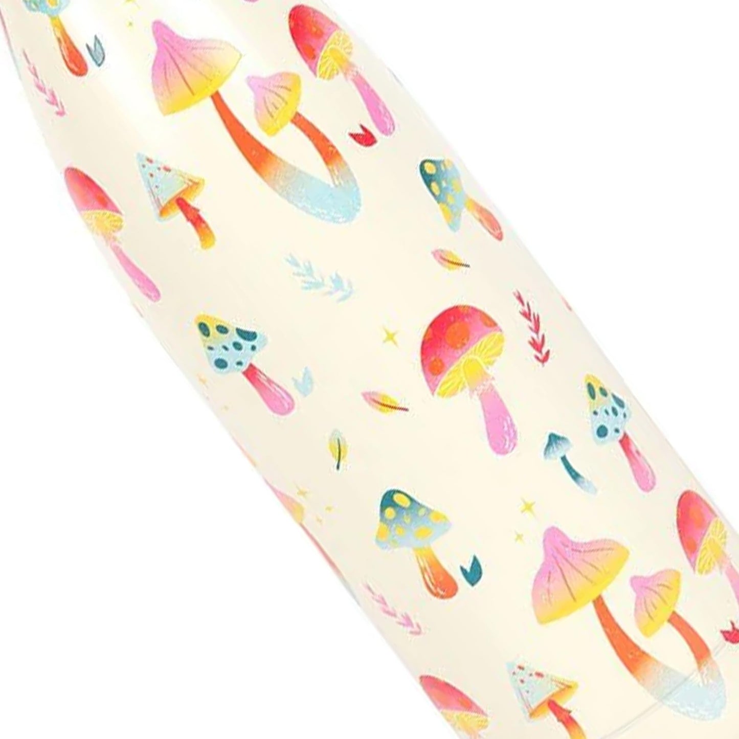 Something Different Funky Fungi Mushroom Steel Water Bottle (One Size) (White/Pink/Blue)