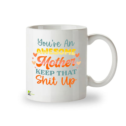 Kruzroyal Awesome Mother Funny Mug - Humorous Mum Novelty Cup Great Gift from Son Daughter for Mothers Day Birthday