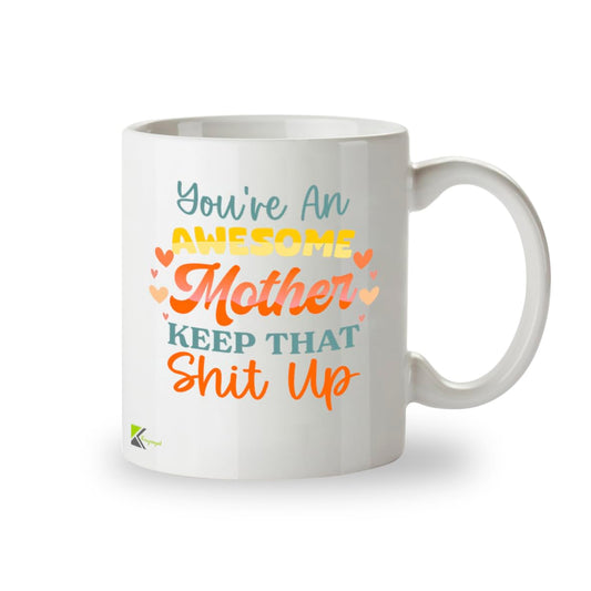 Kruzroyal Awesome Mother Funny Mug - Humorous Mum Novelty Cup Great Gift from Son Daughter for Mothers Day Birthday