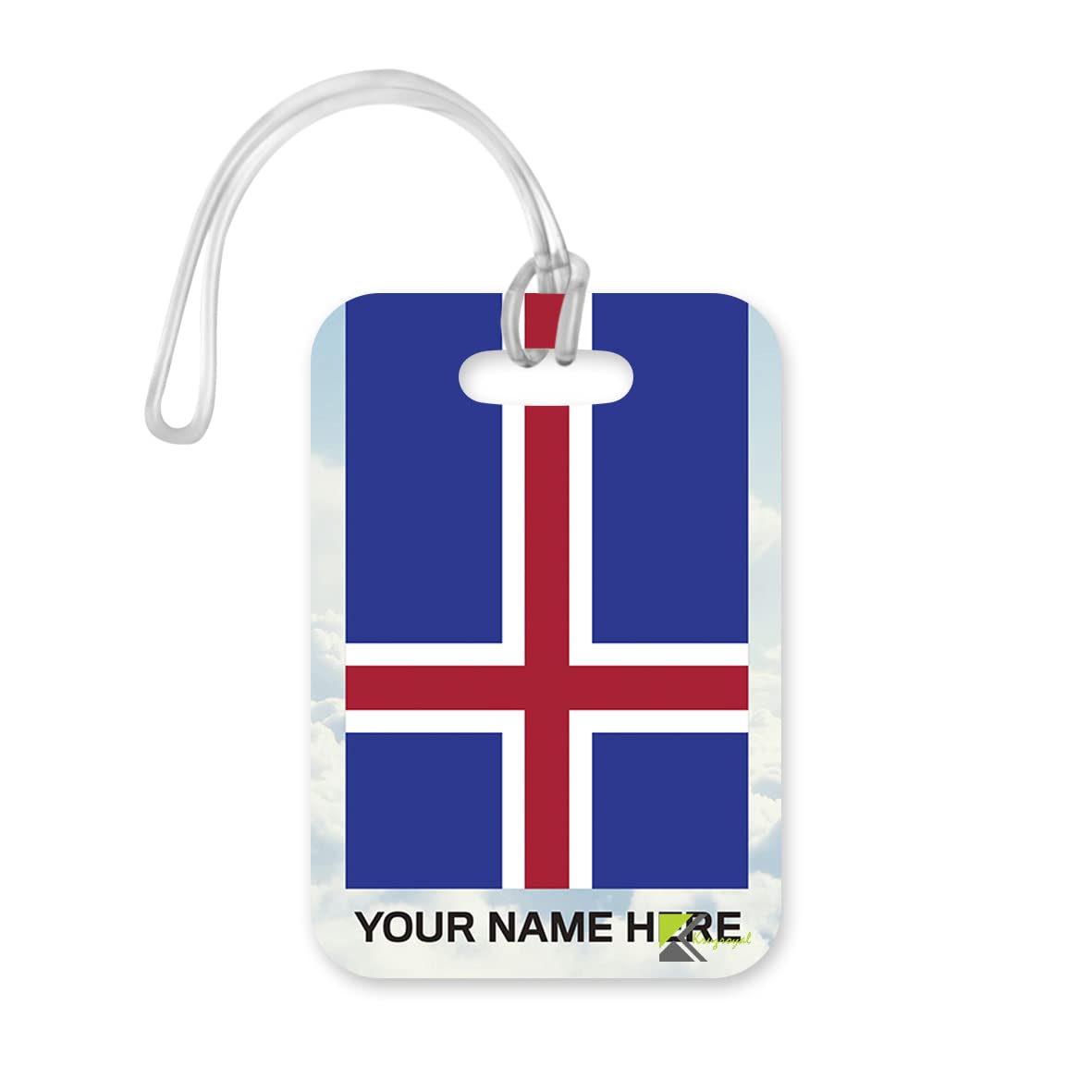 PLT270 Personalised Name with Iceland Flag Novelty Funny Unique Designer Gift Glossy Plastic Suitcase Luggage Tag