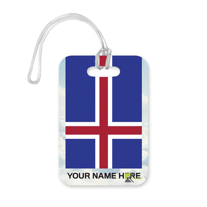PLT270 Personalised Name with Iceland Flag Novelty Funny Unique Designer Gift Glossy Plastic Suitcase Luggage Tag
